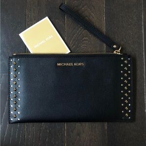 michael kors black leather clutch